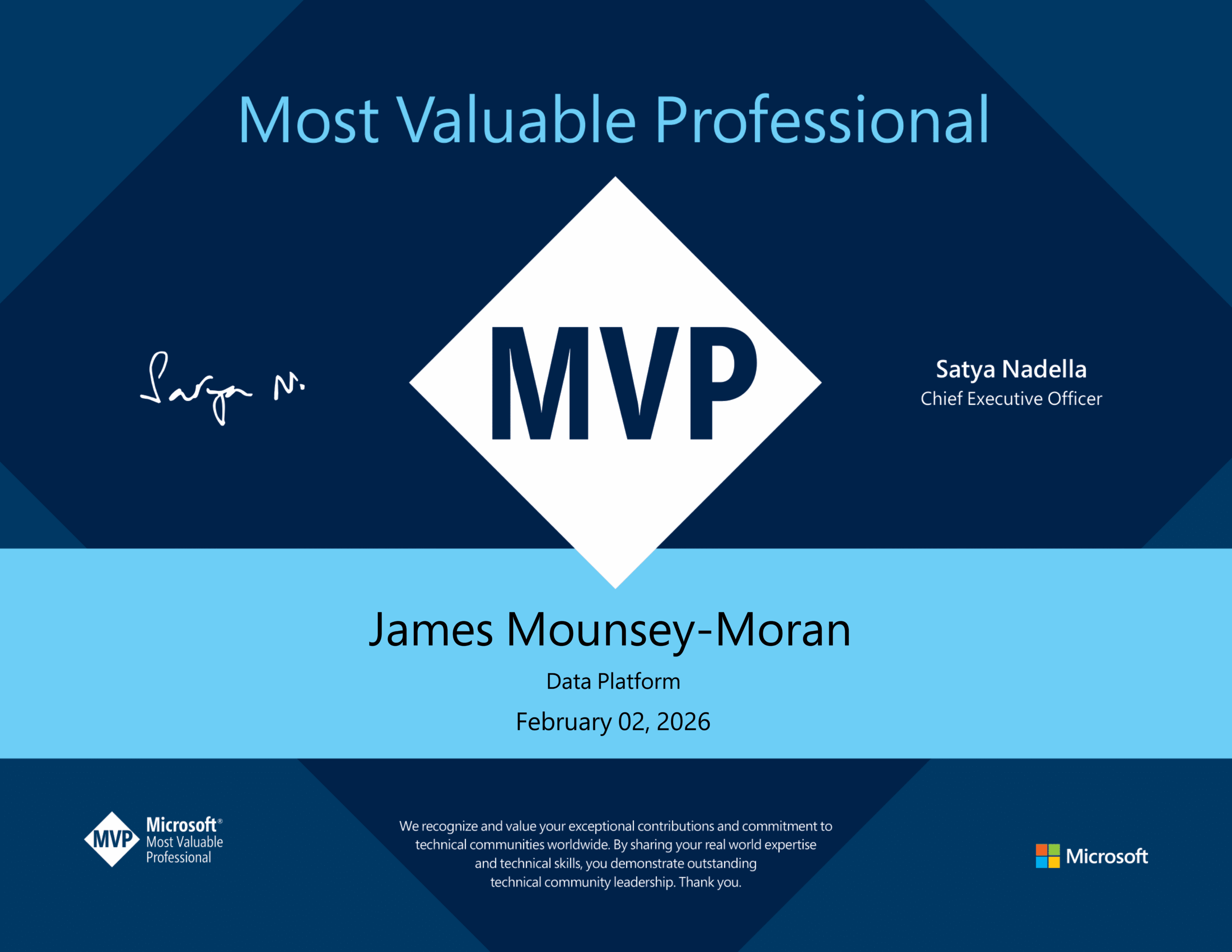 Microsoft MVP 2026 – James Mounsey-Moran